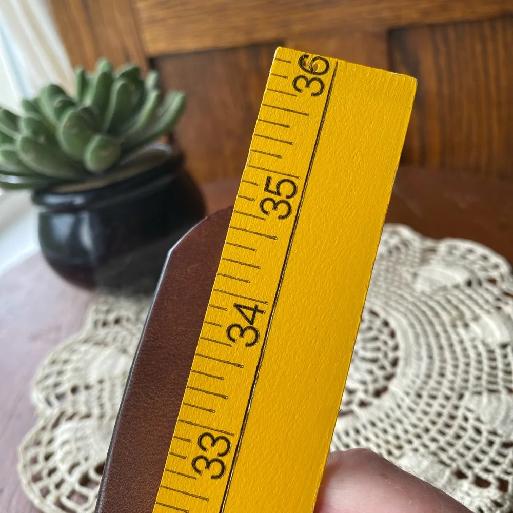 100% Leather Belt Brown with Pewter Buckle 35” inches EUC.